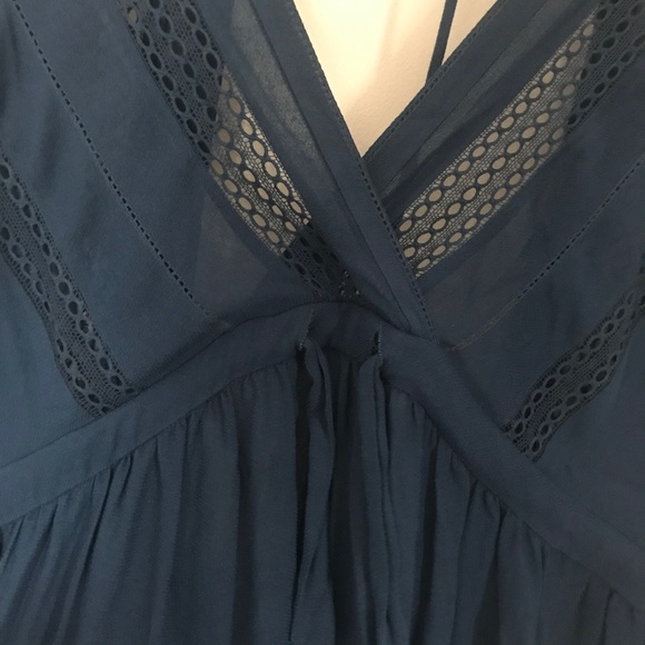 IRO Fandy Navy V-neck Open Back Flowy Mini Dress - Picture 5 of 10